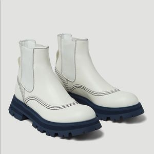 Alexander McQueen White Chelsea Boots